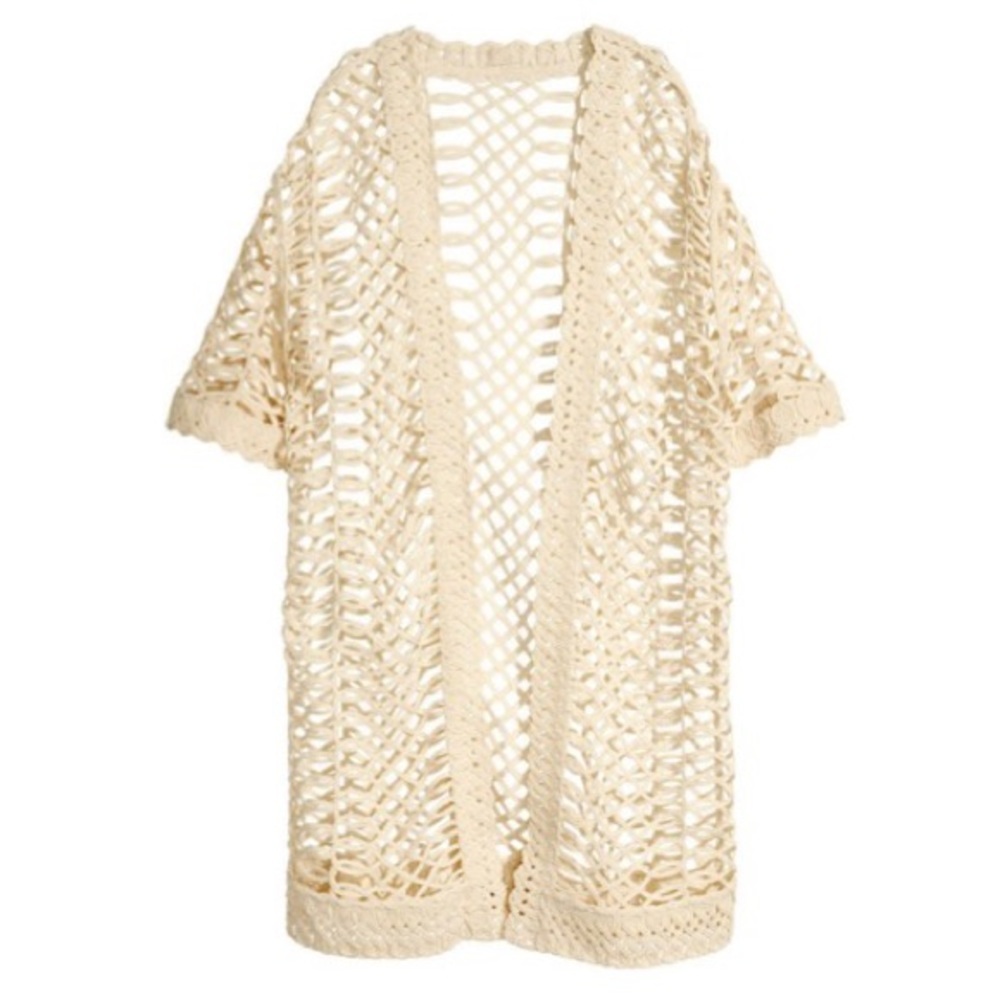 🄷&🄼 Boho Crochet Cardigan open weave Size small